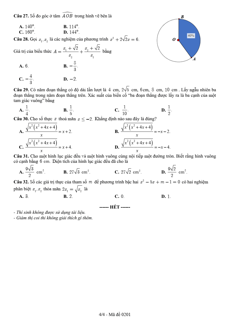 Đề thi thử Toán vào lớp 10 năm 2025-2026 Sở GD&ĐT Bắc Ninh