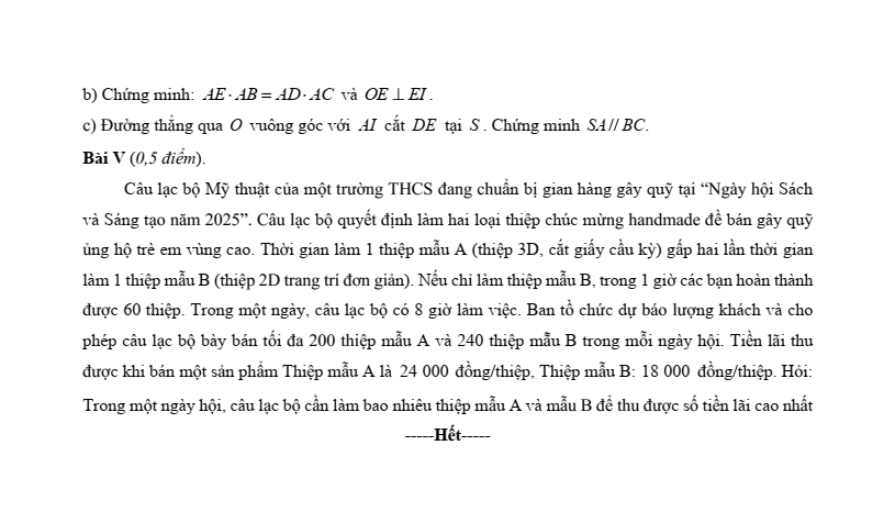 Đề thi thử Toán vào lớp 10 năm 2025-2026 trường THCS Phú Diễn