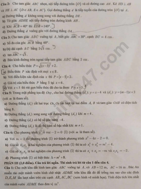Đề thi tuyển sinh Toán vào lớp 10 Đắk Nông năm 2025
