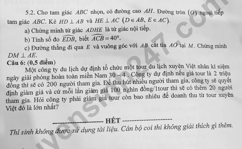 Đề thi tuyển sinh Toán vào lớp 10 Lai Châu năm 2025