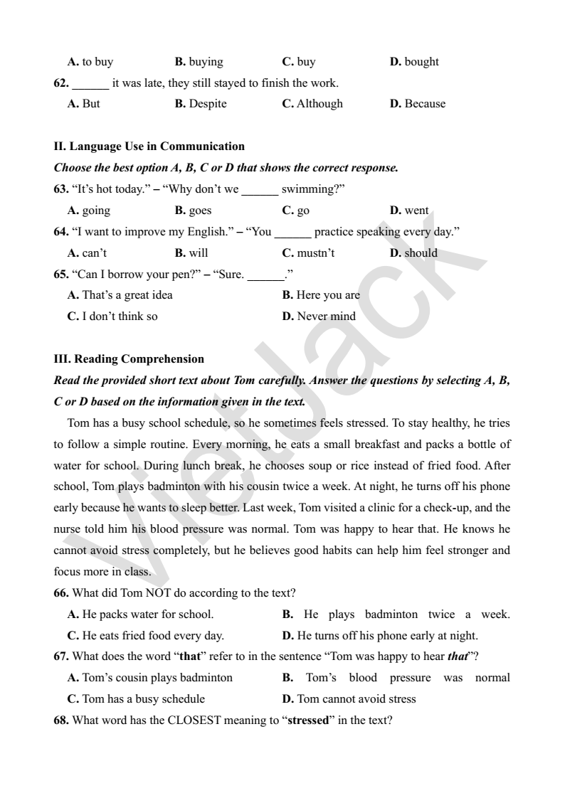 5 Đề thi vào lớp 10 tổ hợp theo cấu trúc Sơn La