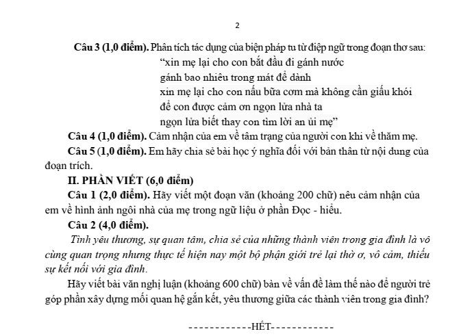 Đề thi thử Văn vào lớp 10 năm 2025 Phòng GD&ĐT TP Hải Dương
