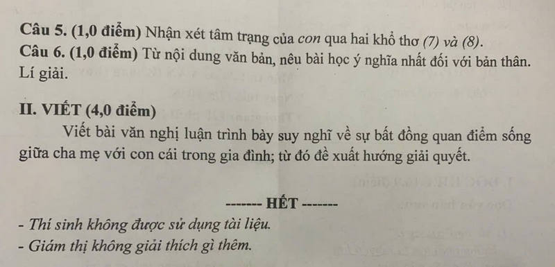 đề thi tuyển sinh Văn vào lớp 10 Bạc Liêu năm 2025