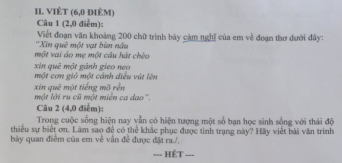 đề thi tuyển sinh Văn vào lớp 10 Ninh Thuận năm 2025