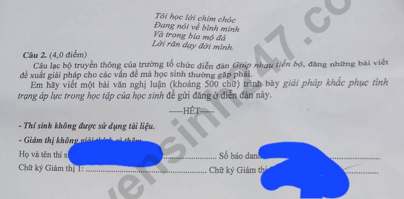 đề thi tuyển sinh Văn vào lớp 10 Tây Ninh năm 2025