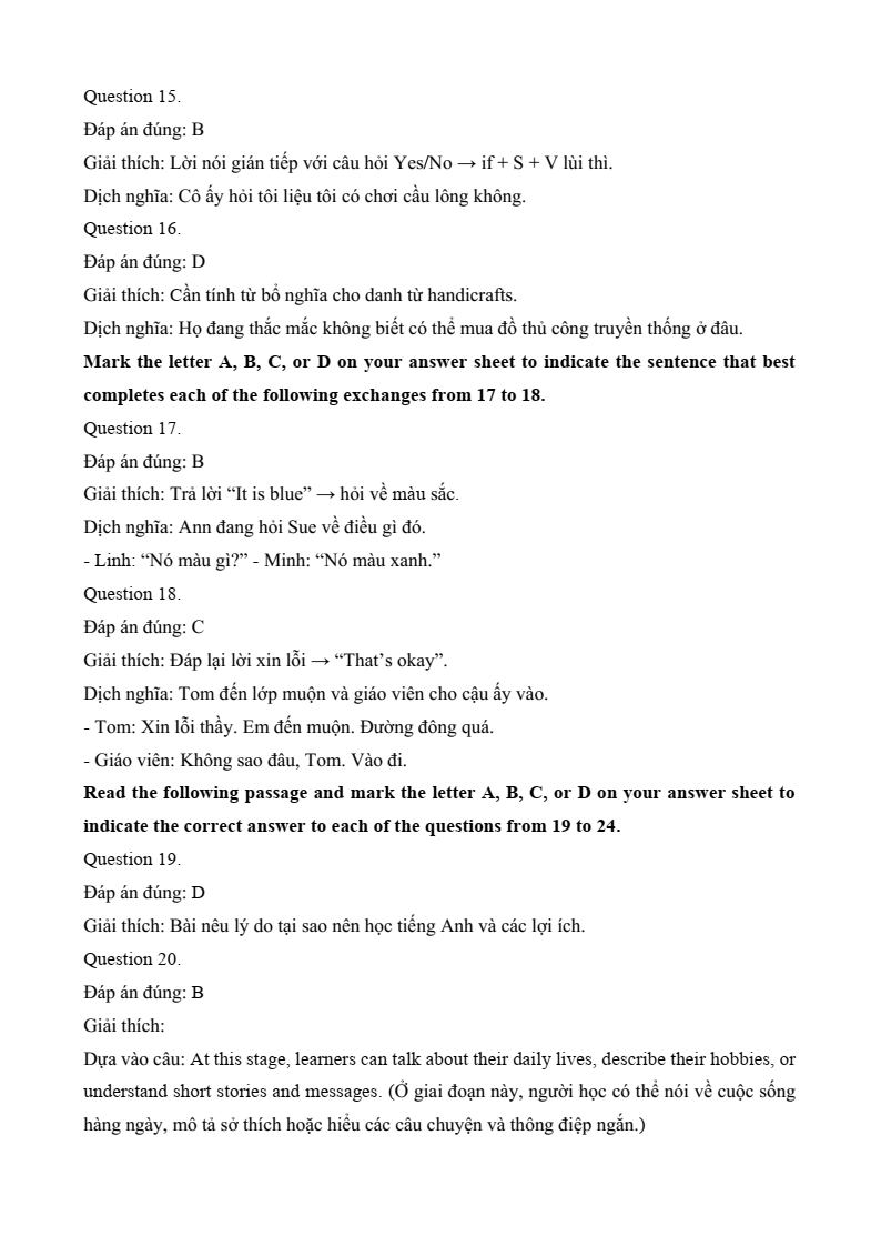 Đề minh họa Tiếng Anh vào lớp 10 Đồng Tháp năm 2026