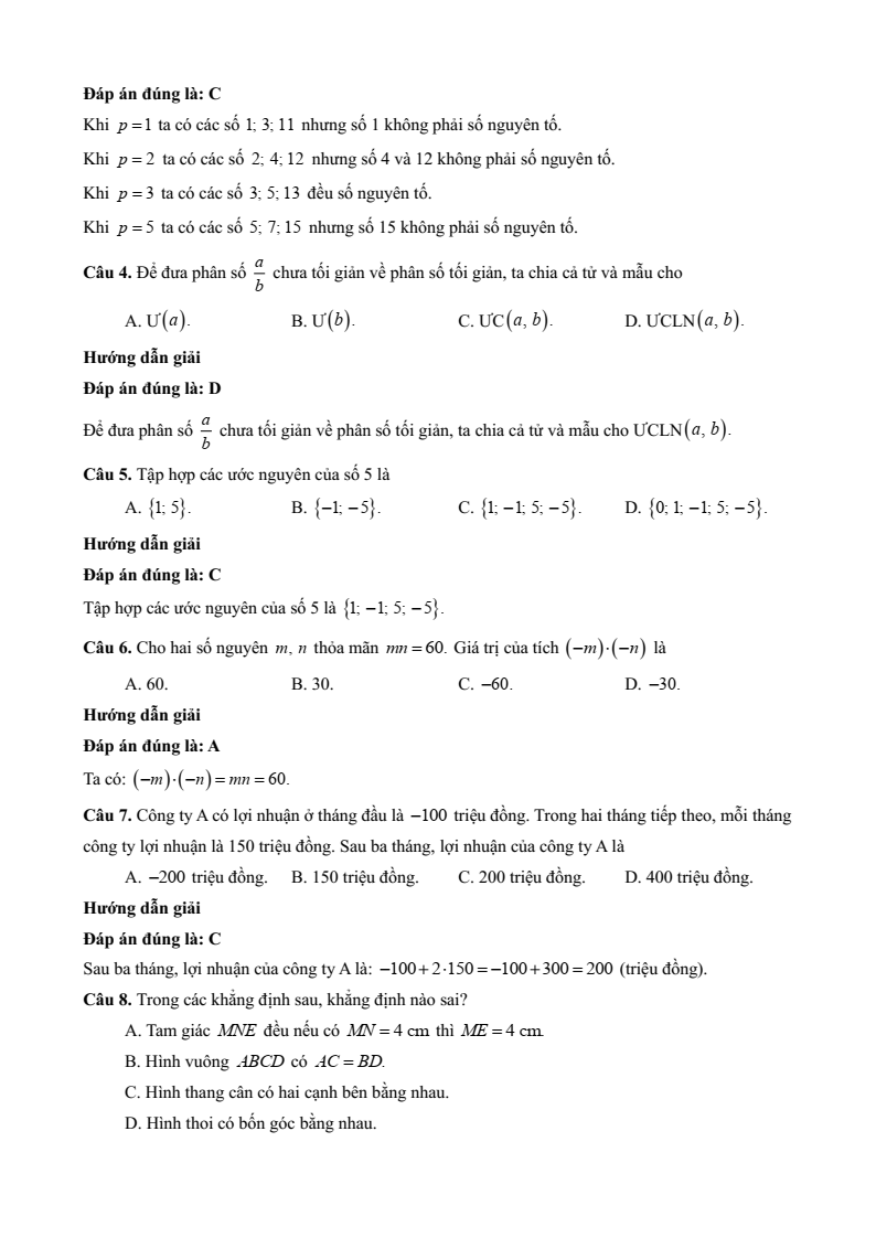 25 Đề thi Cuối kì 1 Toán 6 Cánh diều năm 2025 (có đáp án)