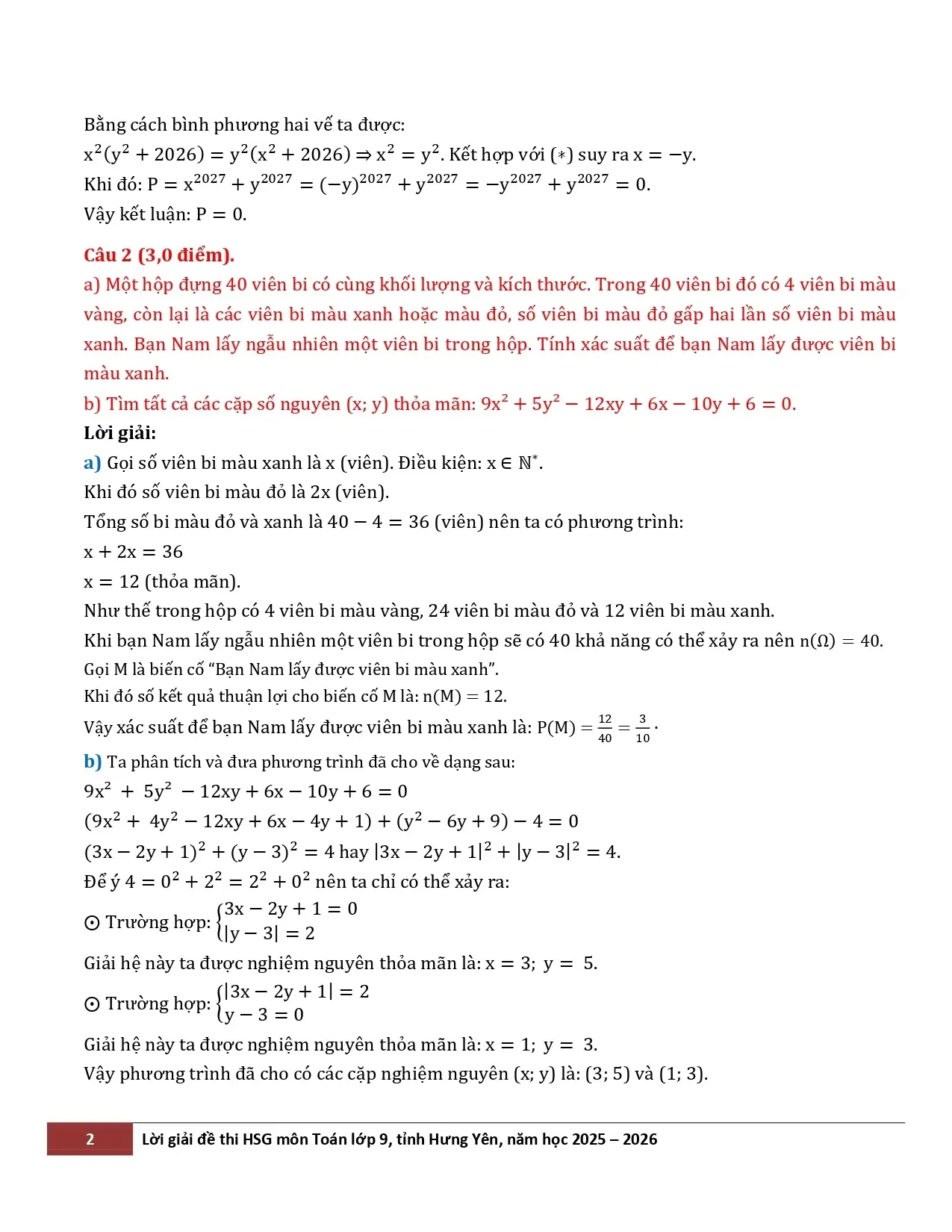 Đề thi học sinh giỏi Toán 9 Sở GD&ĐT Hưng Yên năm 2025-2026