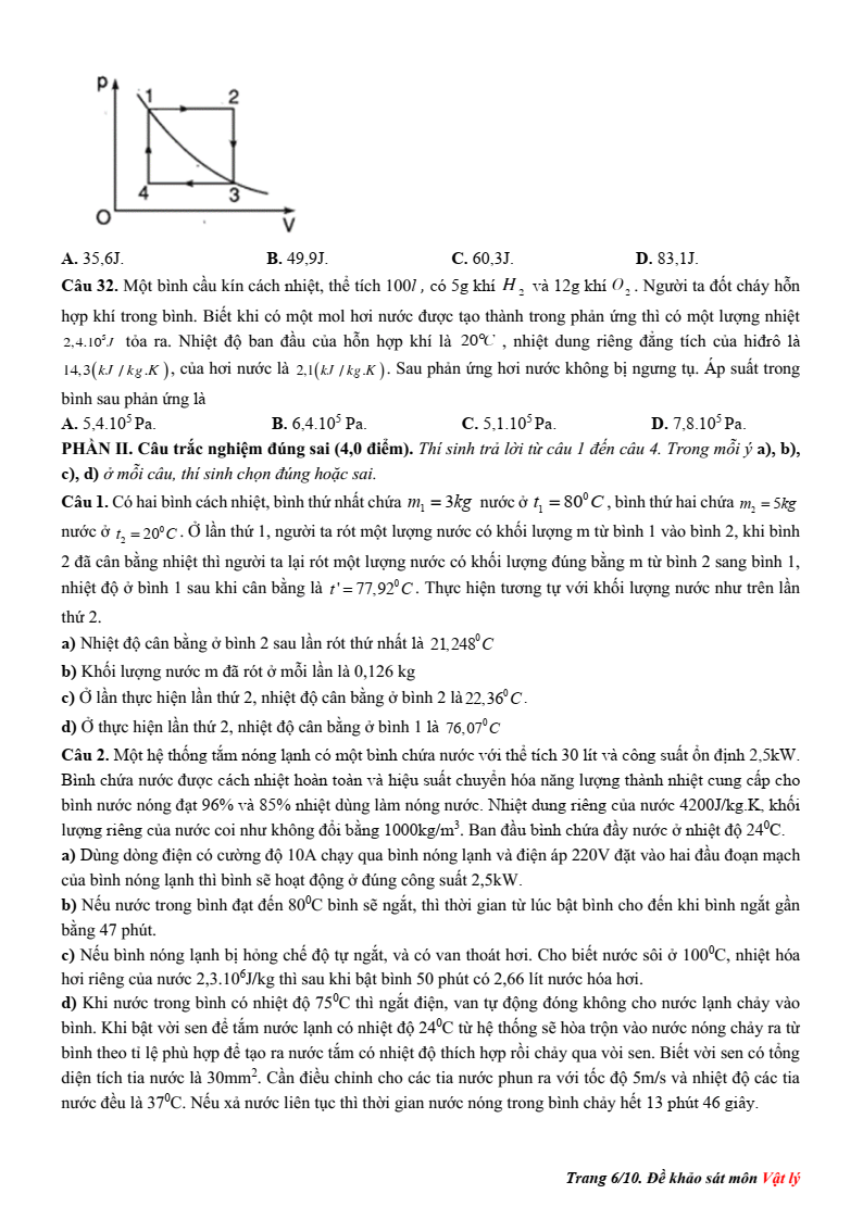 Đề thi học sinh giỏi Vật lí 12 năm 2025-2026 (có lời giải)