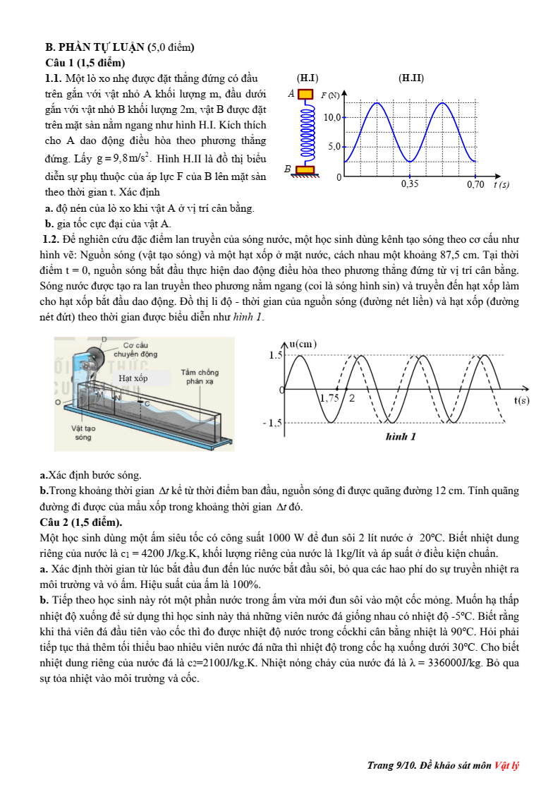 Đề thi học sinh giỏi Vật lí 12 năm 2025-2026 (có lời giải)