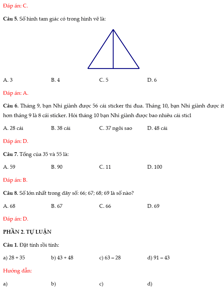 20+ Đề thi Toán lớp 2 Chân trời sáng tạo Học kì 1 năm 2025 tải nhiều nhất