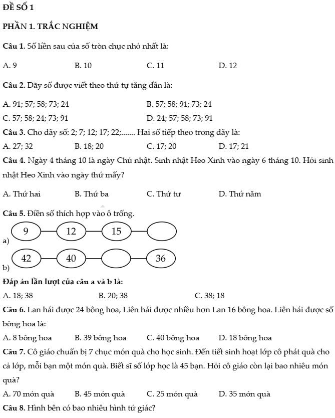 30+ Đề thi Toán lớp 2 Học kì 1 Kết nối tri thức năm 2025 tải nhiều nhất