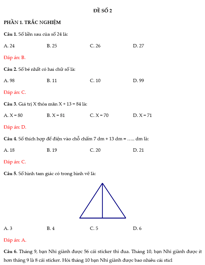 30+ Đề thi Toán lớp 2 Học kì 1 Kết nối tri thức năm 2025 tải nhiều nhất
