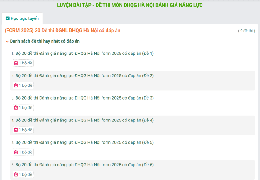 Cấu trúc bài thi Đánh giá năng lực HSA 2026