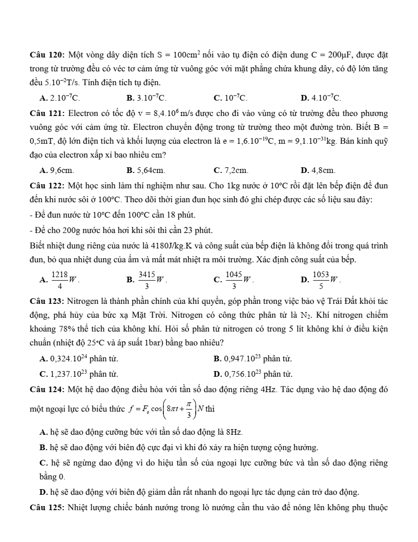 10+ Đề thi ĐGNL Bộ Quốc phòng phần Khoa học môn Vật Lí (có lời giải)