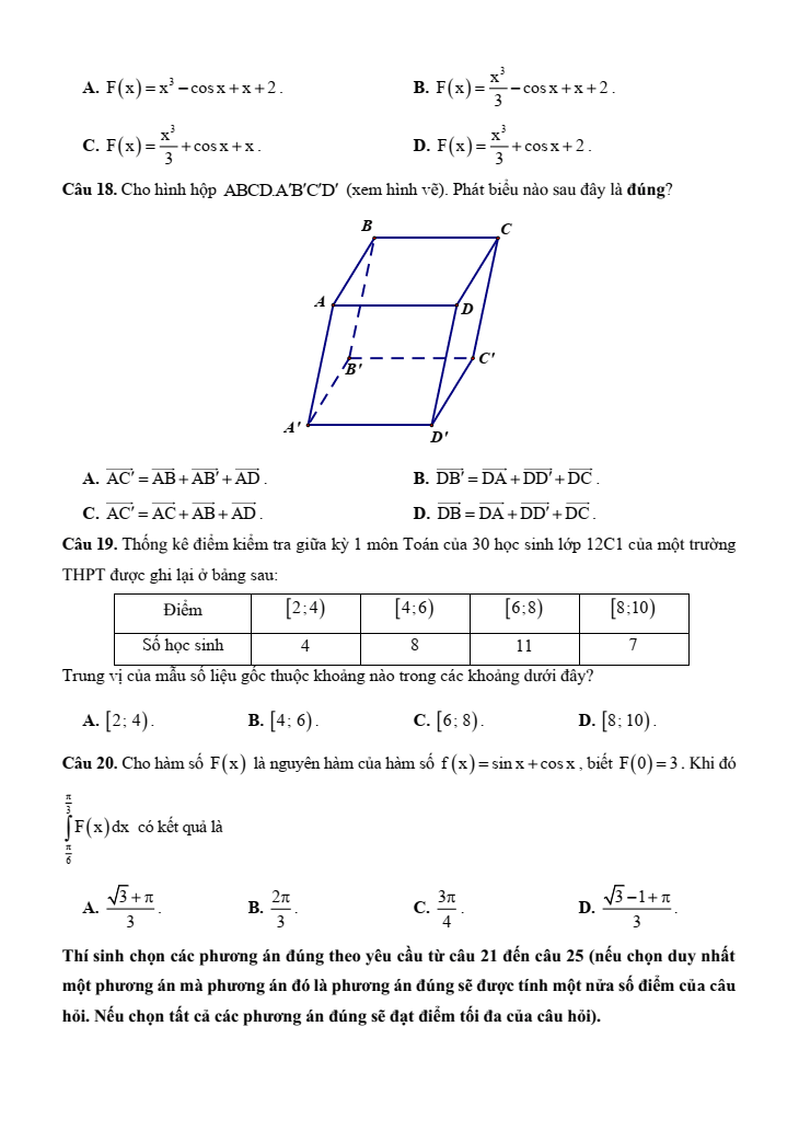 5+ Đề thi ĐGNL Đại học Sư phạm Hà Nội 2 môn Toán (có lời giải)