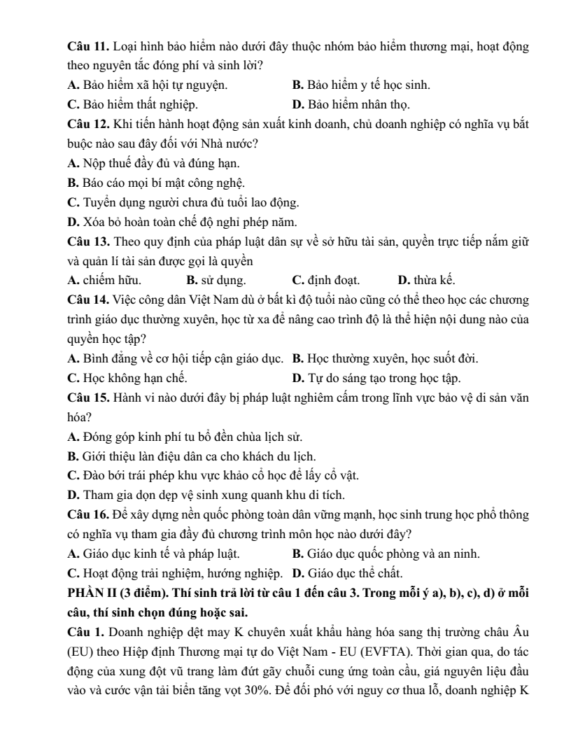 20+ Đề thi ĐGNL Đại học Sư phạm Hà Nội môn KTPL (có lời giải)