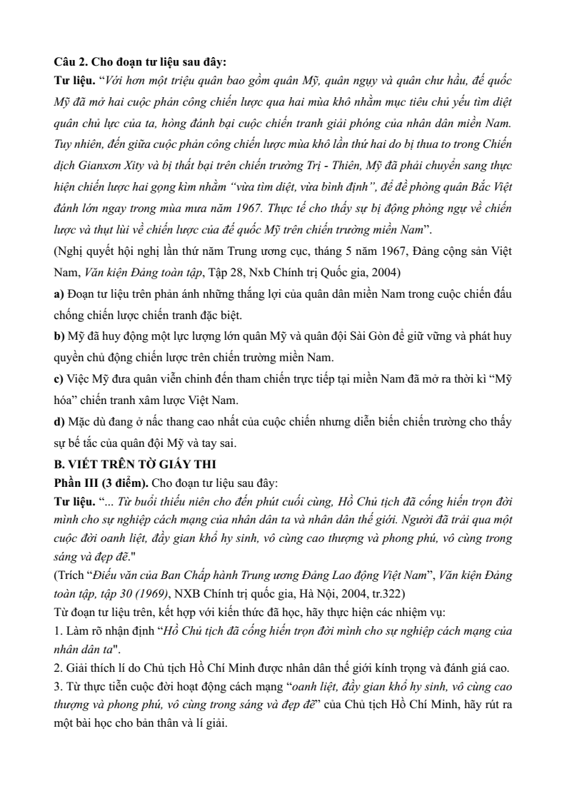 5+ Đề thi ĐGNL Đại học Sư phạm Hà Nội môn Lịch sử (có lời giải)