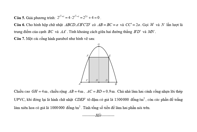 5+ Đề thi ĐGNL Đại học Sư phạm Hà Nội môn Toán (có lời giải)