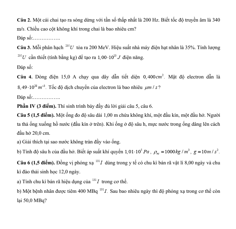 4+ Đề thi ĐGNL Đại học Sư phạm Hà Nội môn Vật lí (có lời giải)