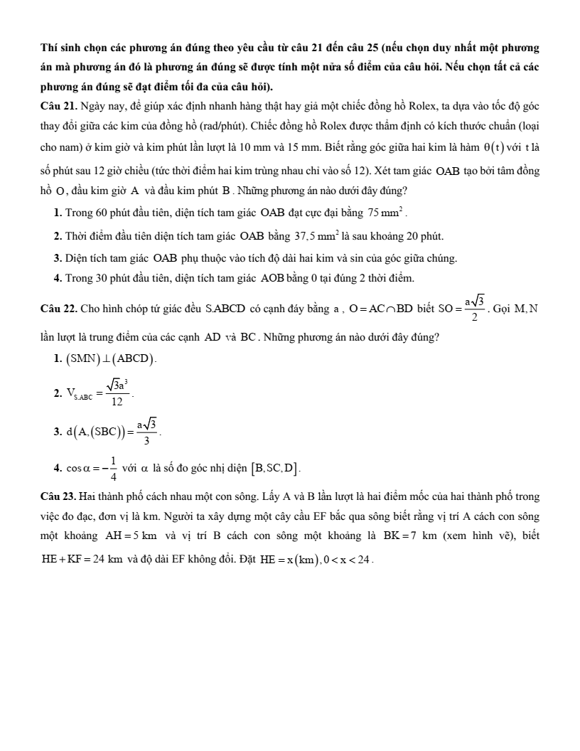 5+ Đề thi ĐGNL Đại học Sư phạm Tp.HCM môn Toán (có lời giải)