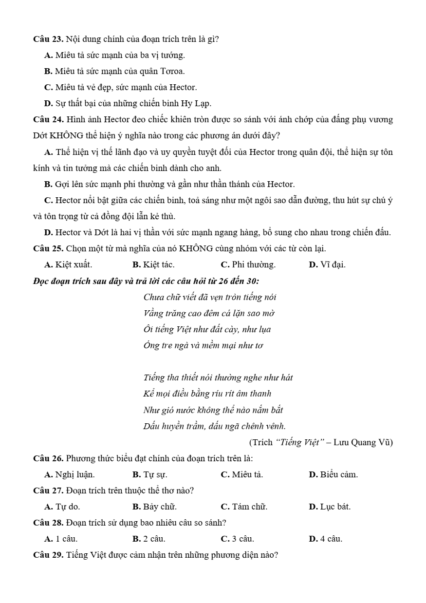 30+ Đề thi ĐGNL ĐHQG TP.HCM VACT môn Tiếng Việt (có lời giải)
