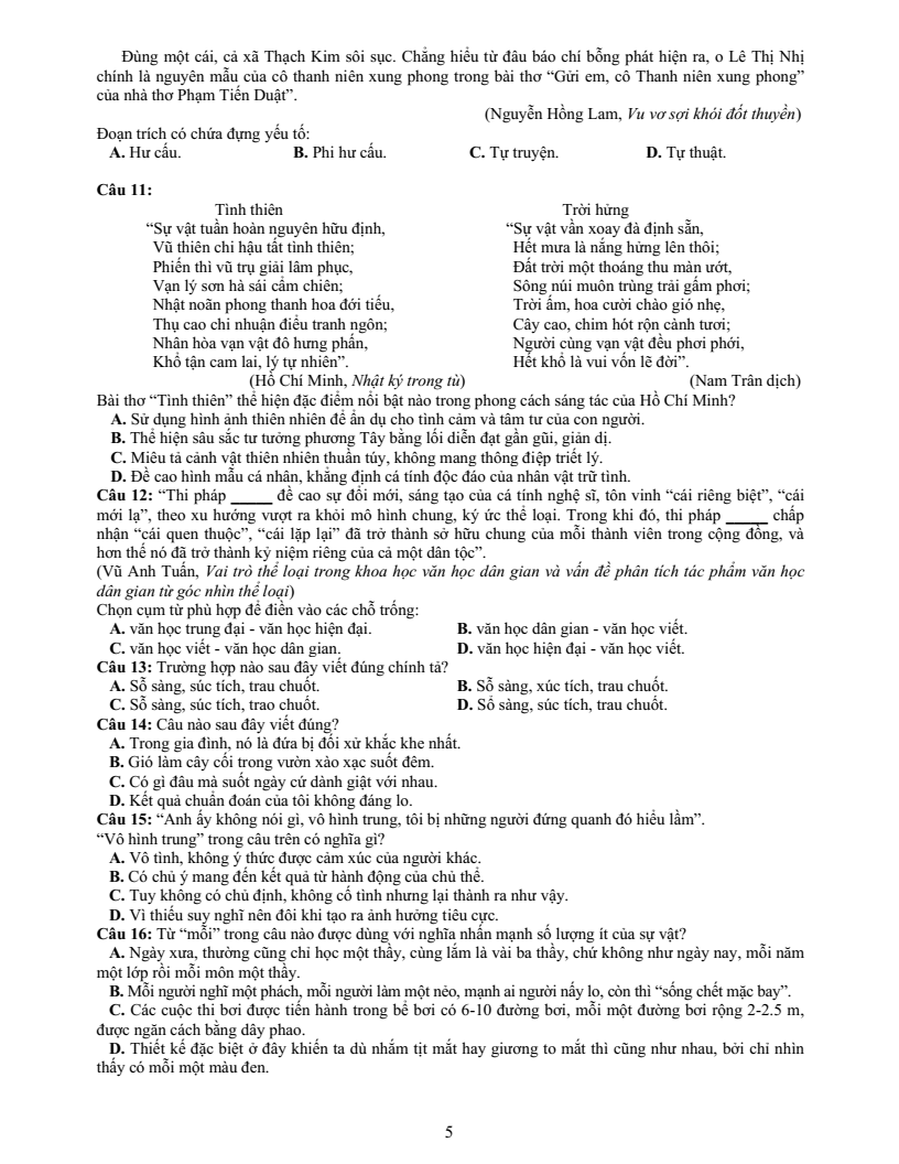 Đề thi mẫu ĐGNL ĐHQG Tp.HCM năm 2026