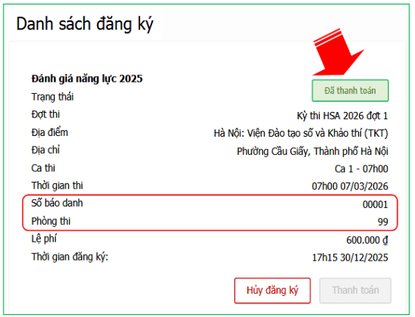 Hướng dẫn chi tiết đăng ký dự thi Đánh giá năng lực Đại học Quốc gia Hà Nội 2026