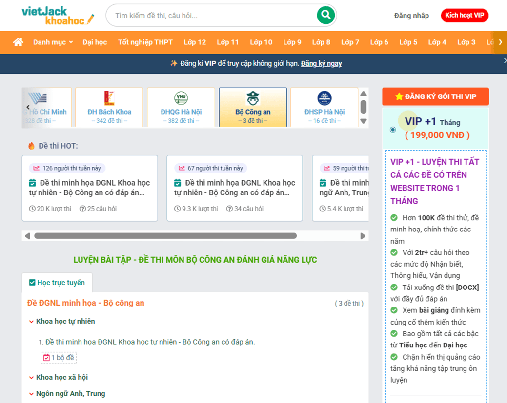 Lịch thi đánh giá năng lực của Bộ Công an năm 2026