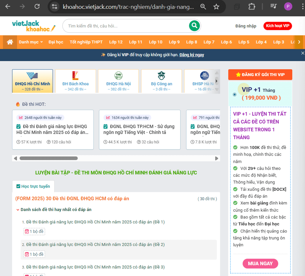 Lịch thi đánh giá năng lực của Đại học Sư phạm TP HCM năm 2026