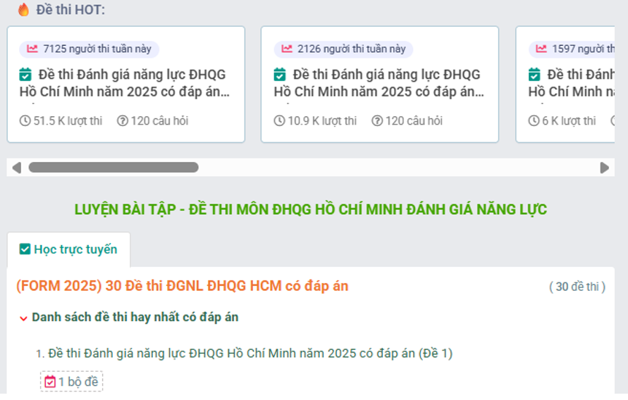 Lịch thi Đánh giá năng lực ĐHQG HCM 2026