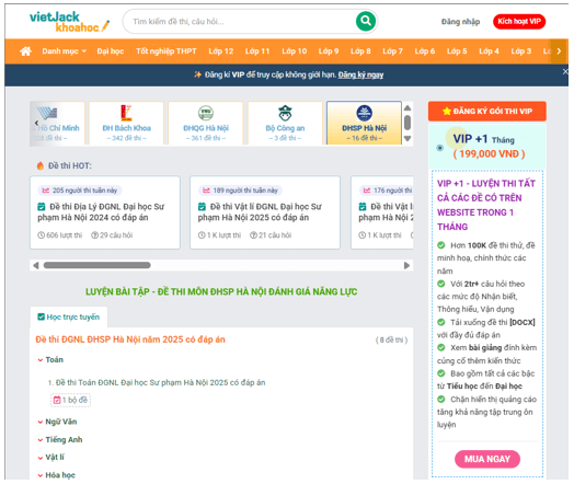 Tổng hợp tài liệu ôn thi Đánh giá năng lực Đại học Sư phạm Hà Nội 2026