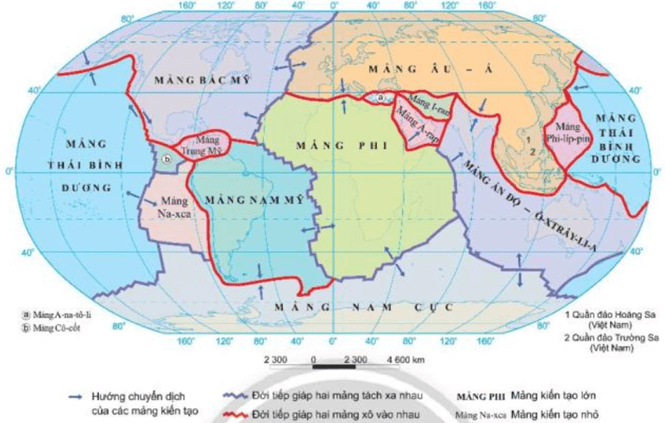 Dựa vào hình 4.4 và thông tin trong bài, em hãy: Trình bày khái quát nội dung thuyết kiến tạo mảng