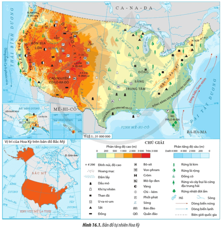 Lý thuyết Địa Lí 11 Cánh diều Bài 16: Vị trí địa lí, điều kiện tự nhiên và dân cư, xã hội Hoa Kỳ