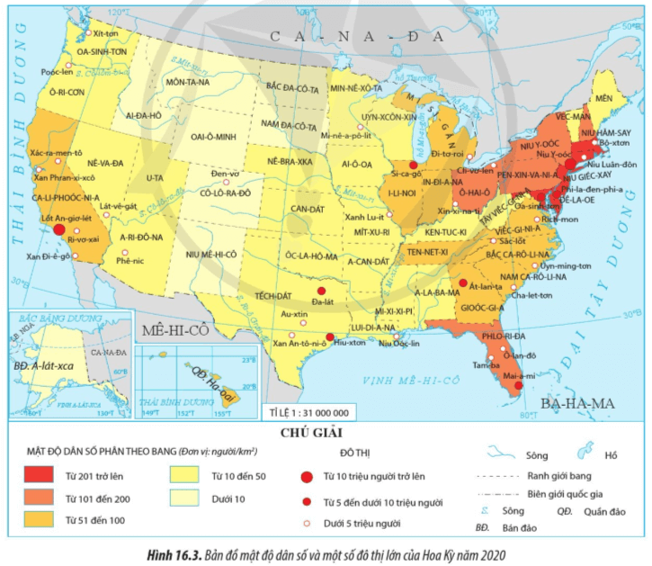 Lý thuyết Địa Lí 11 Cánh diều Bài 16: Vị trí địa lí, điều kiện tự nhiên và dân cư, xã hội Hoa Kỳ