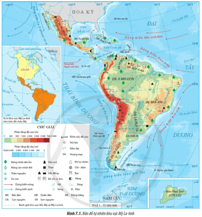 Lý thuyết Địa Lí 11 Cánh diều Bài 7: Vị trí địa lí, điều kiện tự nhiên, dân cư, xã hội và kinh tế khu vực Mỹ La - Tinh