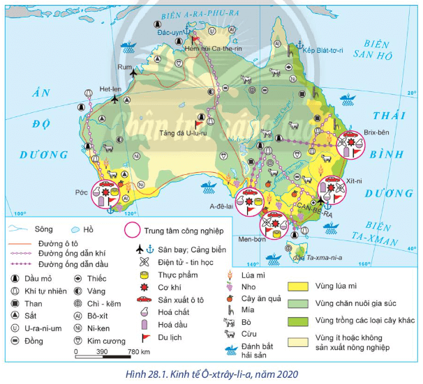 Lý thuyết Địa Lí 11 Chân trời sáng tạo Bài 28: Thực hành: Tìm hiểu về kinh tế Ô xtrây li a