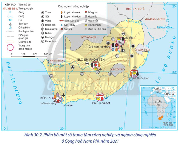 Lý thuyết Địa Lí 11 Chân trời sáng tạo Bài 30: Kinh tế Cộng hoà Nam Phi