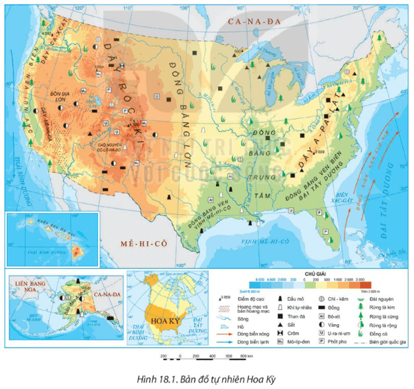 Lý thuyết Địa Lí 11 Kết nối tri thức Bài 18: Vị trí địa lý, điều kiện tự nhiên, và dân cư Hoa Kỳ
