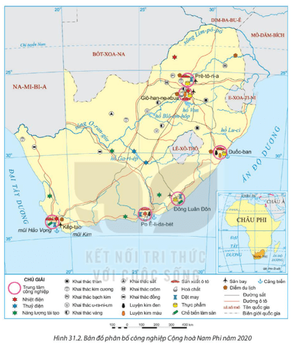 Lý thuyết Địa Lí 11 Kết nối tri thức Bài 31: Kinh tế Cộng hòa Nam Phi