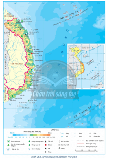 Dựa vào hình 28.1 và thông tin trong bài, hãy: Trình bày vị trí địa lí, phạm vi lãnh thổ của Duyên hải Nam Trung Bộ