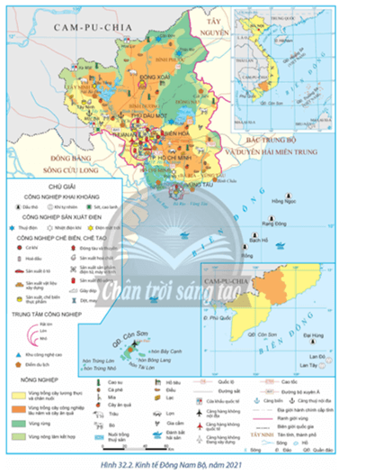 Dựa vào hình 32.2 và thông tin trong bài, hãy trình bày tình hình phát triển công nghiệp ở vùng Đông Nam Bộ