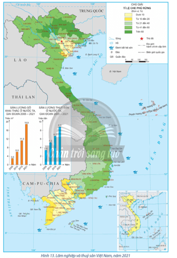 Dựa vào hình 13 và thông tin trong bài, hãy trình bày tình hình phát triển, phân bố