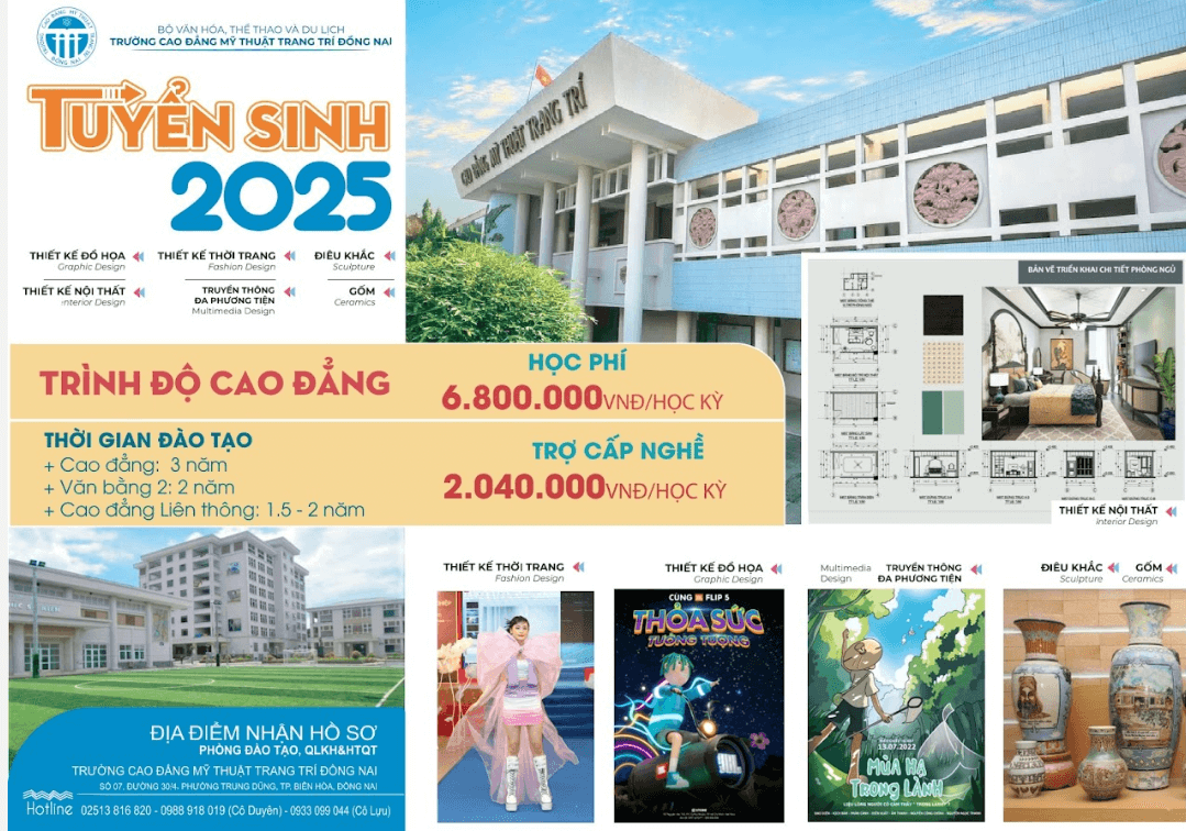 Điểm chuẩn Cao đẳng Mỹ thuật trang trí Đồng Nai 2025 (2024, 2023, ...)