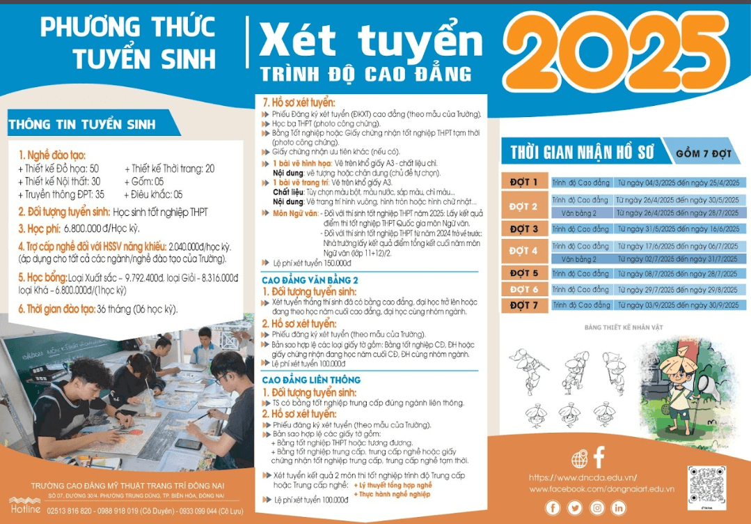 Điểm chuẩn Cao đẳng Mỹ thuật trang trí Đồng Nai 2025 (2024, 2023, ...)