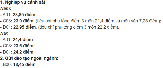 Điểm chuẩn Đại học Cảnh sát Nhân dân 2023 (chính xác nhất) | Điểm chuẩn các năm