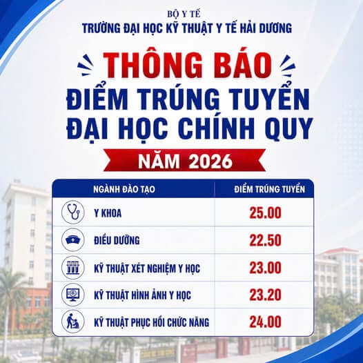 Điểm chuẩn Đại học Kỹ thuật Y tế Hải Dương HMTU 2026 (2025, 2024, ...)