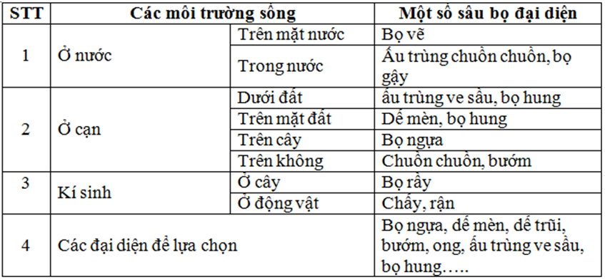 Lý thuyết Sinh học 7 Bài 27: Đa dạng và đặc điểm chung của lớp Sâu bọ hay, ngắn gọn