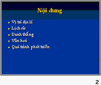 Lý thuyết Tin học 9 Bài thực hành 6: Thêm màu sắc và định dạng trang chiếu - Lý thuyết Tin học 9 đầy đủ nhất