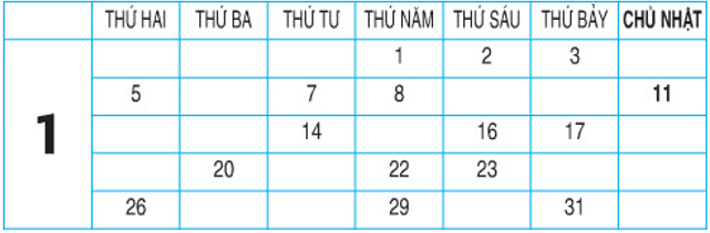 Giải Toán lớp 2 trang 80 Thực hành xem lịch  